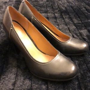 Clarks Artisan Black Leather Wedges